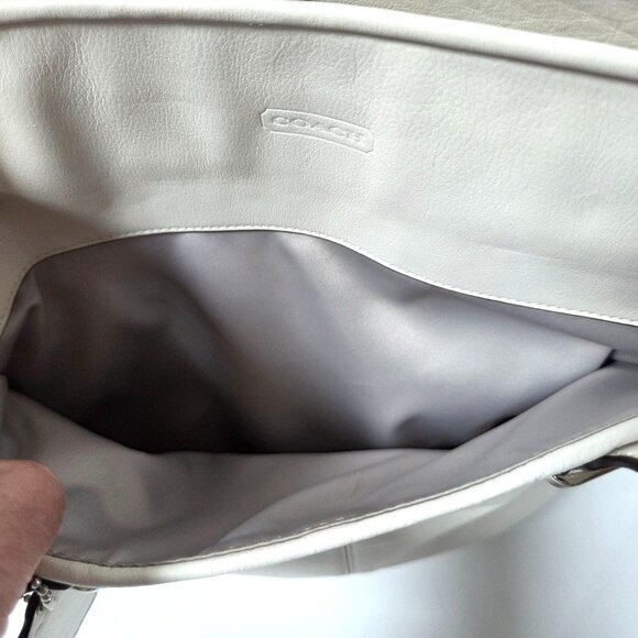 Coach Purse White Gray Mixed Exotic Leather Snakeskin Taylor Satchel F23303 - Picture 5 of 16